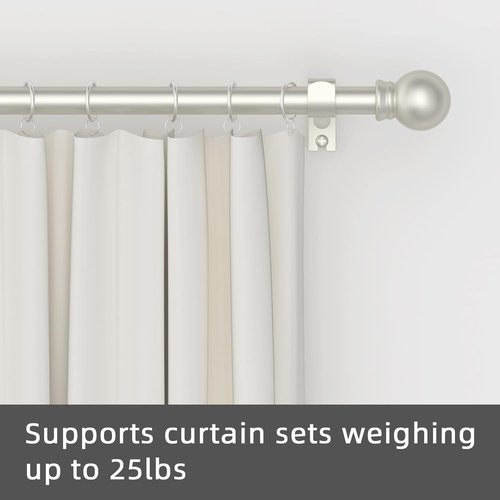 GXOACKJ Curtain Rods - Heavy Duty Decorative Metal Set for Windows 28-78 Inches | 5/8 Inch Nickel Finish