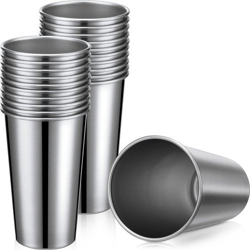 Mimorou 20 Pcs 24 oz Stainless Steel Pint Cups Metal Drinking Cups Stackable Water Tumbler Unbreakable Shatterproof Drinking Glasses for Bar Home Restaurant