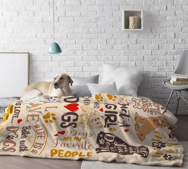 Dog Lovers Gifts for Women – Just A Girl Who Loves Dogs Throw Blanket 50x60 (AJIIUSV) – Perfect Dog Mom Gift