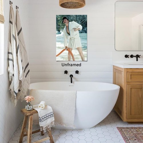Funny Movie Bathroom Art | Cousin Eddie Poster by Generic - Black and White Canvas Print for Wall Decor