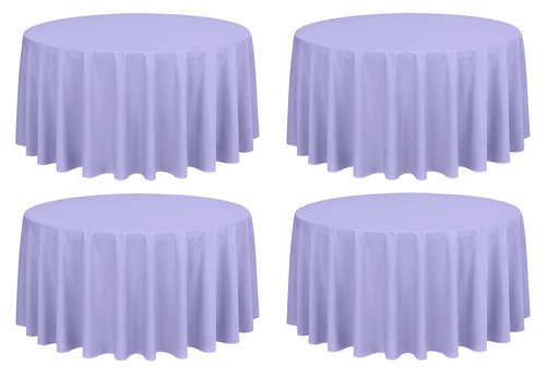 Showgeous 4 Pack Lavender Round Tablecloth 120 Inch Polyester Table Cloth for Round Tables Washable Decorative Fabric Table Covers for Wedding Dining Party