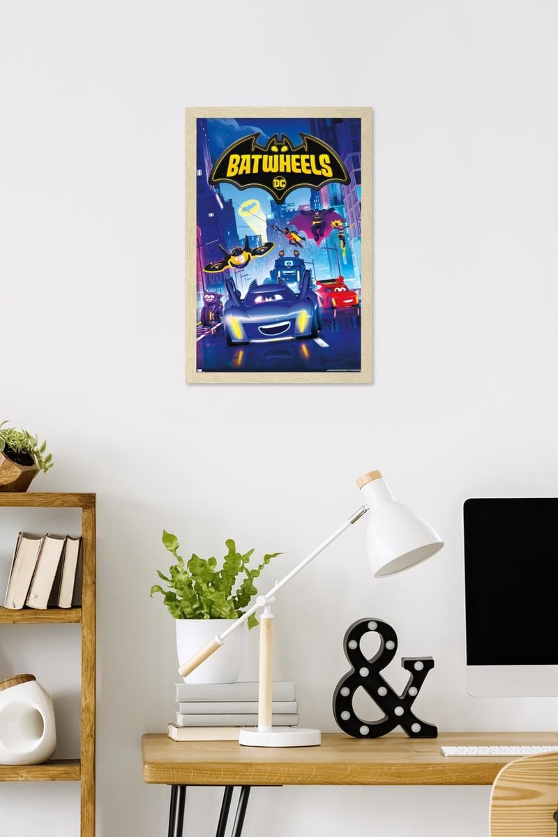 DC Comics TV Batwheels - Key Art Wall Poster, 22.4L" x 14.7W", Blonde Framed Version