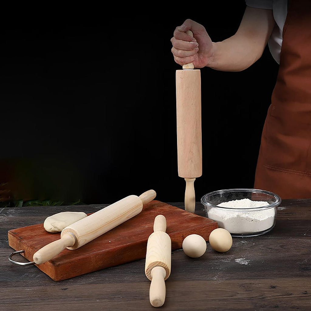 Skiennix 13.8 Inch Wooden Rolling Pin - Perfect for Kneading Dough for Bread, Pizza & Cookies