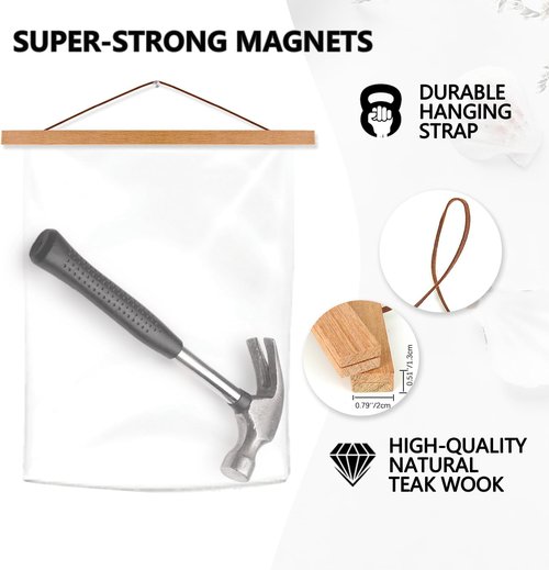 Artmag Magnetic Poster Hanger Frame - 4 Pack Light Wood Design for 20x28, 20x30, 20x26 Posters | Teak Finish