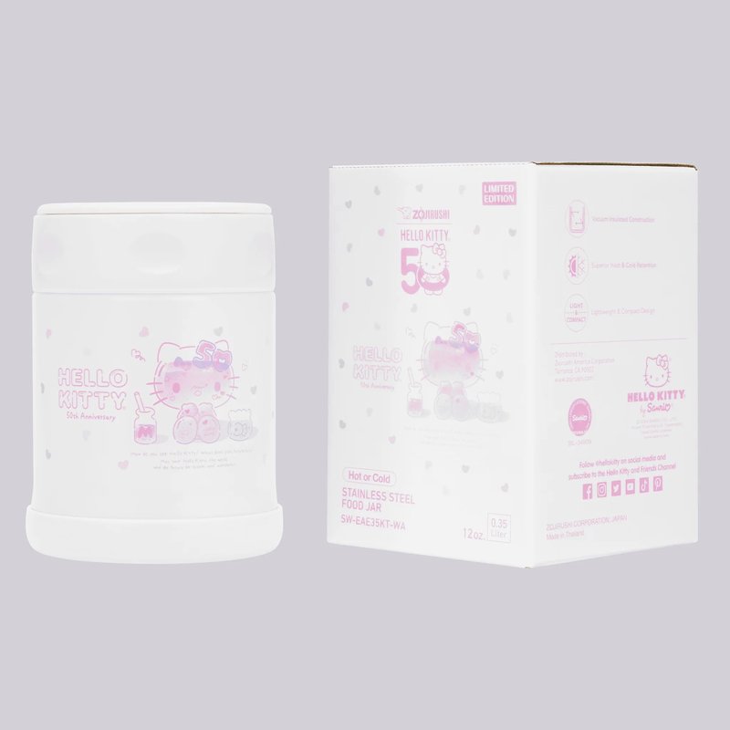 Zojirushi SW-EAE35KT Stainless Steel Food Jar, 12-Ounce, Hello Kitty Collection 50th Anniversary LTD