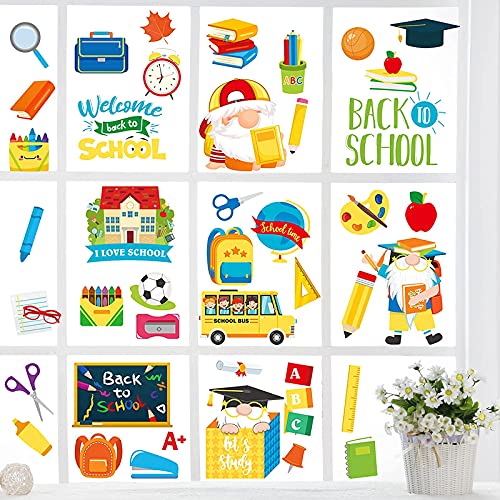 Back to School Window Clings - 8 Sheets Reusable Static Stickers