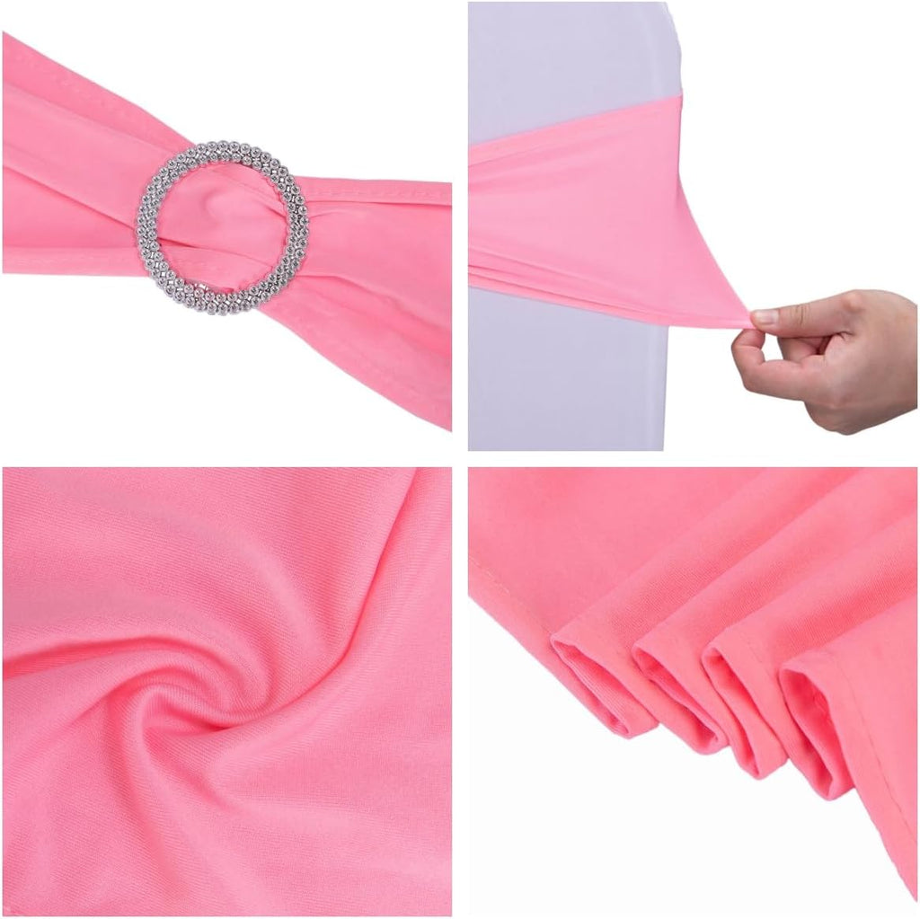 Regine Switzerland Pink Chair Sashes - 30 Pack Stretch Spandex with Elastic Bow for Weddings & Events