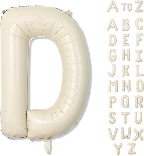 Custom Mylar Balloon Letters - Large 40 Inch Beige Letter D for Girls' Birthday Party Decor