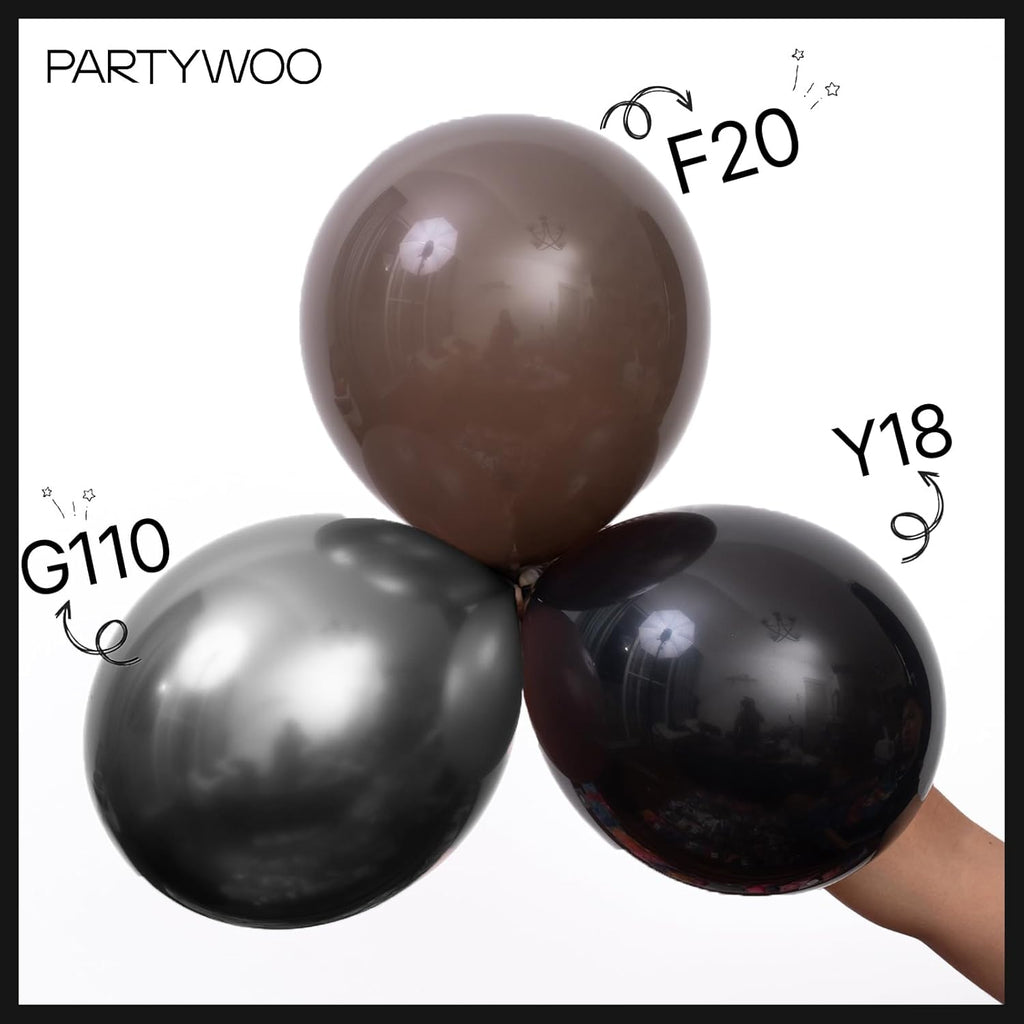 PartyWoo Black Balloons - 145-Piece Arch Kit with Various Sizes for Baby Showers, Birthdays & Anniversaries