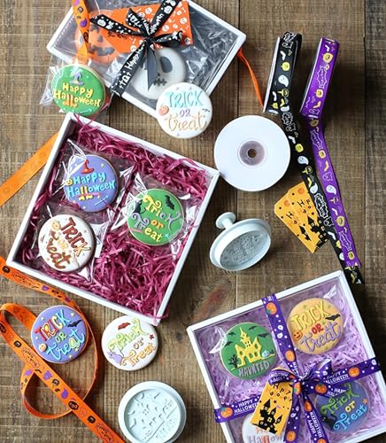Halloween Cookie Stamp Press 4PCS Set for DIY Halloween Baking - Biscuit Cutter & Embosser