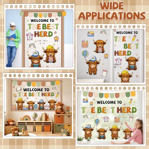 Highland Cow Bulletin Board Decor Set - Back to School Classroom Supplies