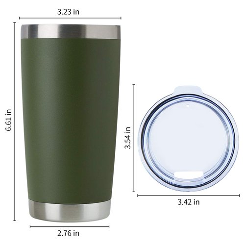 DOMICARE 20oz Stainless Steel Tumbler Bulk with Lid, Double Wall Vacuum Insulated Travel Mug, Powder Coated Coffee Cup, Army Green, 8 Pack