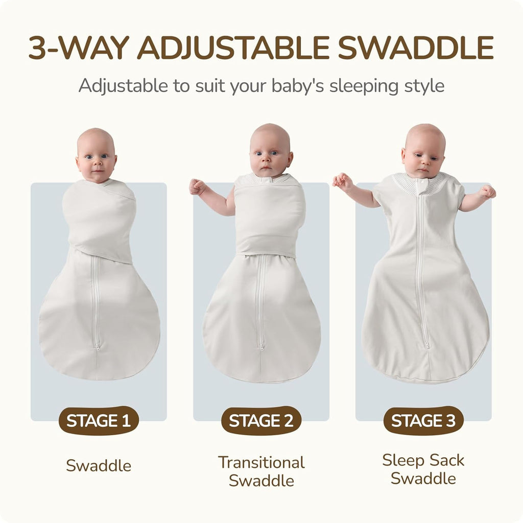 Skiennix Swaddle Sack | Safe Sleep Solution with Breathable Mesh Design | 100% Cotton for 3-6 Months, Grey