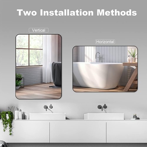 SNUGACE Matte Black Bathroom Mirrors for Over Sink, Rectangle Framed Bathroom Vanity Mirror for Wall, 20x28 Inch