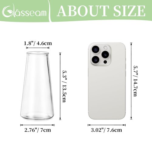 Glasseam Clear Flower Vases for Centerpieces: Modern Glass Vase Set of 24 for Wedding Party Centerpiece Home Table Decor 5.5In Small Bud Vases for Flowers Rose Tulip Stems
