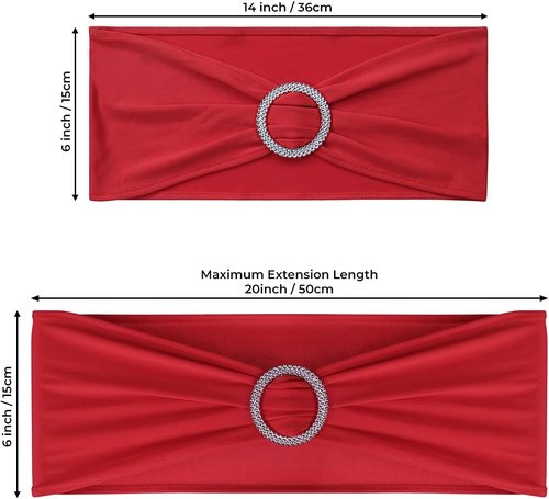Babenest Spandex Chair Sashes - 50PCS Premium Stretch Covers with Buckle Slider for Weddings & Events | Red