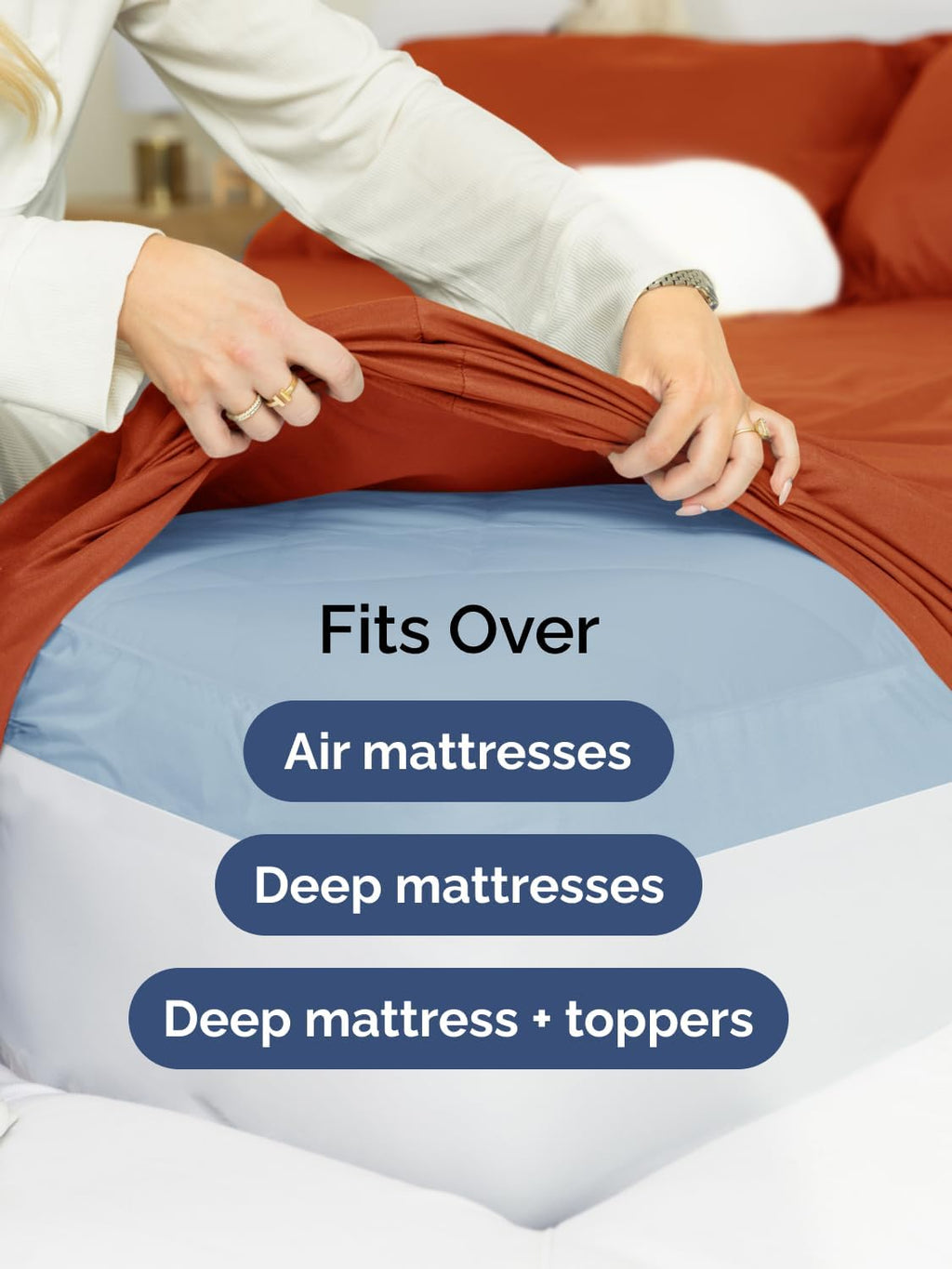 Skiennix Extra Deep Full Sheet Set - 6 Piece Breathable Cooling Bedding - Soft Wrinkle-Free Terracotta