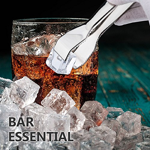 TRUSBER 1 Pack Stainless Steel Ice Tongs 6.7 Inches for Ice & Food Serving