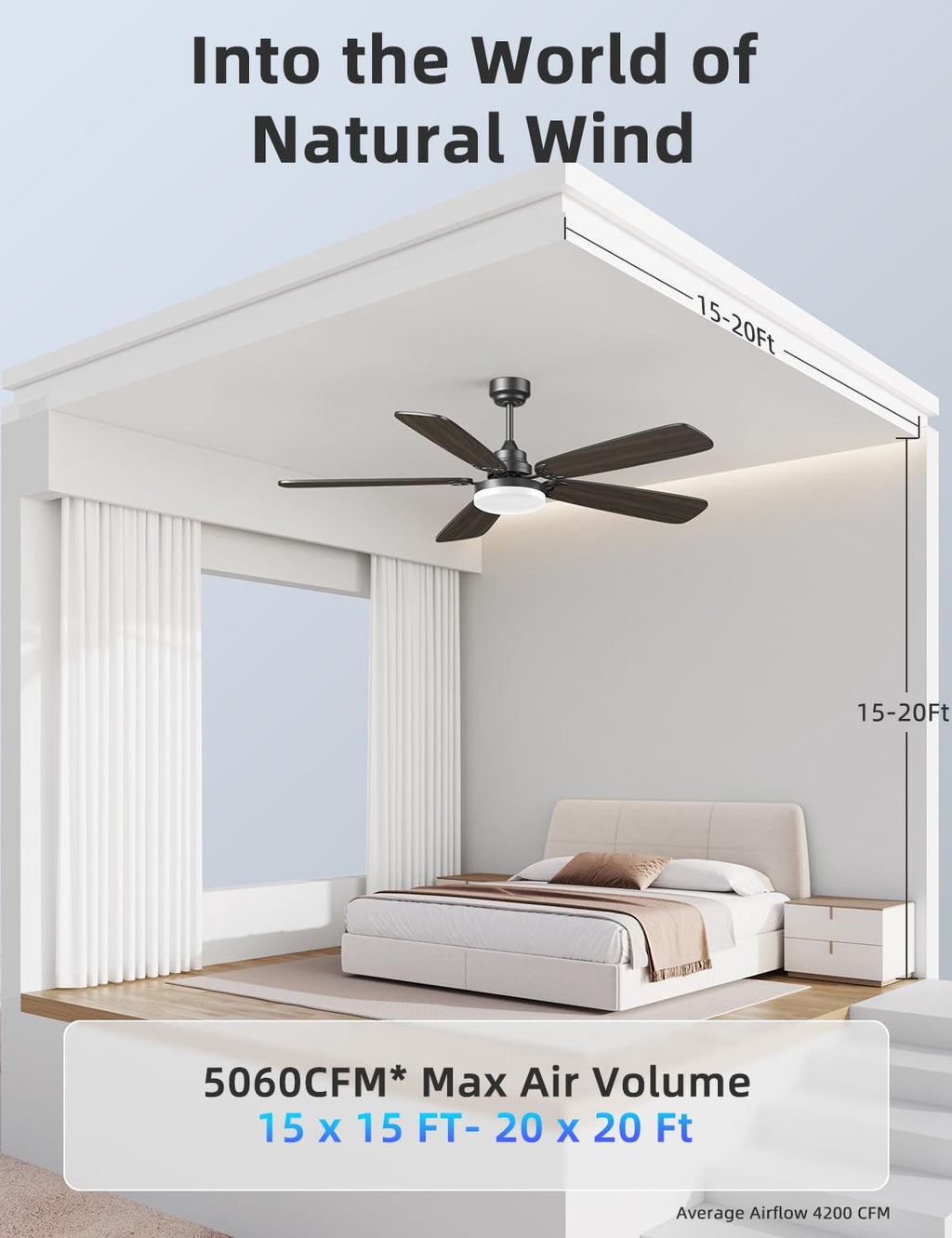 Arecovas Ceiling Fans with Lights and Remote, 52 Inch Modern Ceiling Fan with Light, Downrod & Flush Mount, Quiet DC Motor, Dual Finish 5 Blades Ceiling Fan for Bedroom Living Room Farmhouse Indoor