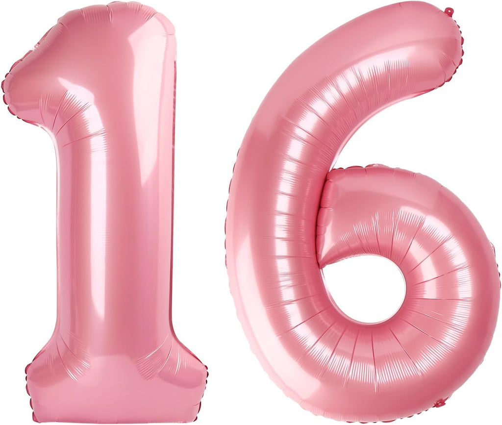 Skiennix Pastel Pink Number Balloon - 40 Inch Foil Decoration for Sweet 16 Birthday & Photo Shoots