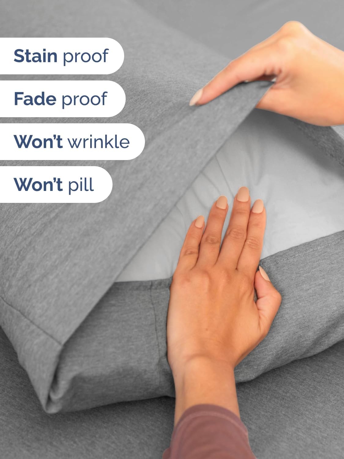 Skiennix Extra Deep King Sheet Set - 6 Piece Breathable Cooling Bedding - Soft Wrinkle-Free Heathered Grey