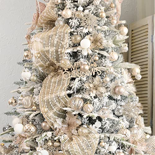 Champagne Clear Christmas Ball Ornaments 24-Pack - Shatterproof Plastic 3 Sizes