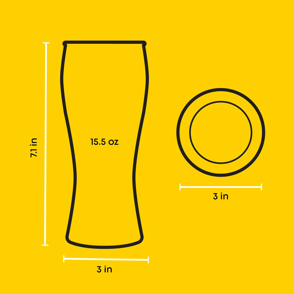 JoyJolt Callen 15.5oz Beer Glasses Set of 4 Beer Pint Glass. Craft Beer Glass, Pilsner Glasses, IPA Beer Glass. Solid Glassware Beer Cup. Classic Beer Gifts, Beer Cups, Mugs and Beer Glasses for Men