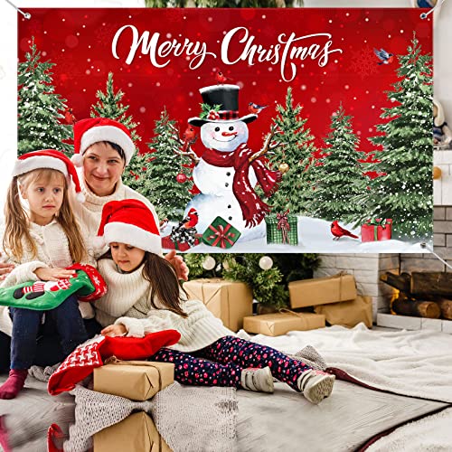 Irenare Christmas Snowman Backdrop Banner for Xmas Party Photo Booth