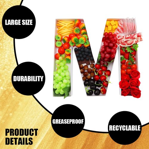 WENPACK Fillable Cardboard Letter 15"x16" Charcuterie Tray Paper Mache Sweet Cupcake Birthday Mother's Day Box (MRS)