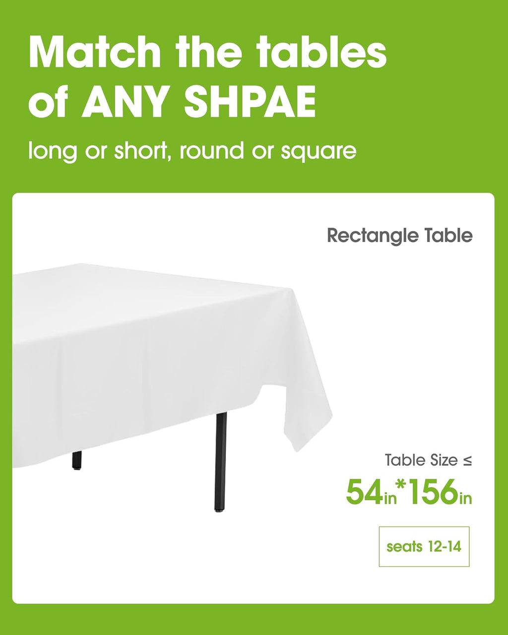 Pureegg Disposable Plastic Tablecloths - 10 Pack, 54 x 156 Inch, Leakproof & Sturdy for Parties, Picnics, Weddings - White