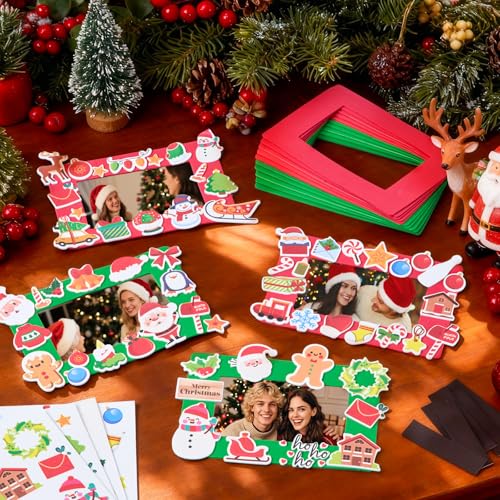 Eersida 744 Pcs Christmas DIY Picture Frame Craft Kit with Foam Photo Frames & Magnetic Strips