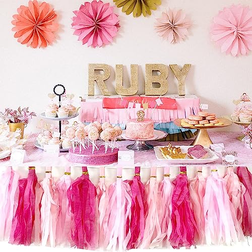 30pcs Pink Tissue Paper Tassel Garland Kit for Party Decorations