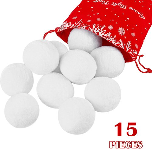 Cooraby 15-Piece Artificial Snowball Set - 2.6 Inch Realistic Snowballs for Indoor Winter Fun