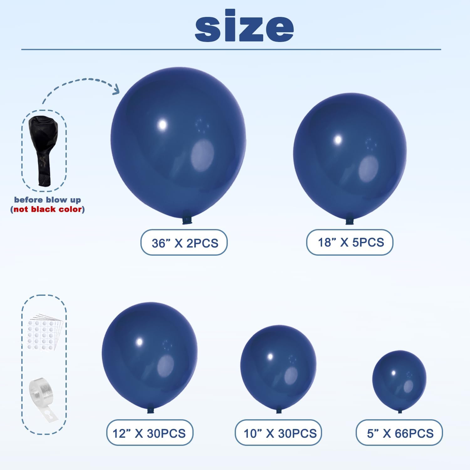 Skiennix Navy Blue Balloon Arch Kit - 133pcs Dark Blue Latex Balloons in Various Sizes for Parties & Events