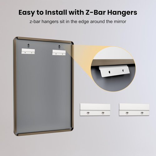 LOAAO Bronze Bathroom Mirror - 55”X30” Rounded Rectangle with Anti-Rust Brushed Metal Frame | Versatile Hanging Options