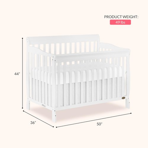 Dream On Me Ashton 4-in-1 Convertible Baby Crib - Full-Size, Sustainable Pinewood, White Finish