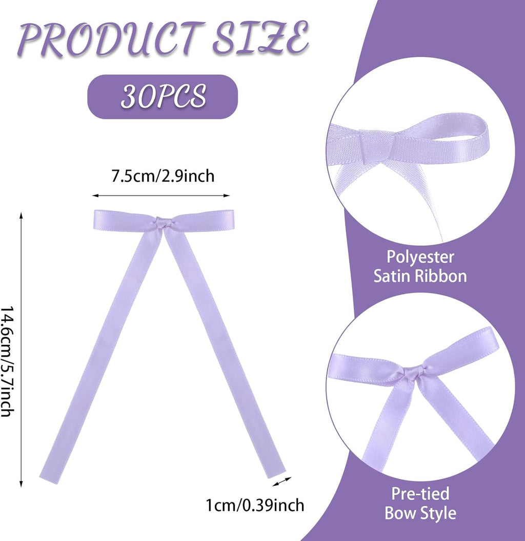 Skiennix 30 Pack Bow Cake Toppers - Purple Ribbon Bows for Weddings & Celebrations