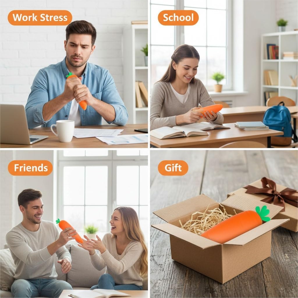 Skiennix Carrot Stress Relief Toy - Realistic Moldable Fidget Ball for Easter Gifts | Giant Size