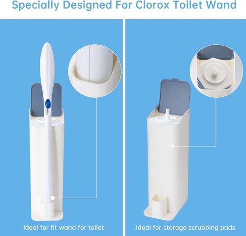 Clorox Toilet Wand Holder - Compatible & Convenient Storage Solution | White & Blue Design