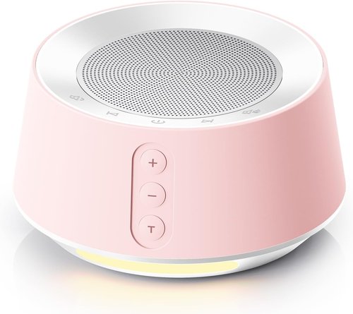 BGOVERSS White Noise Machine - Portable Sleep Sound Machine with 20 Soothing Sounds & Night Light, Pink