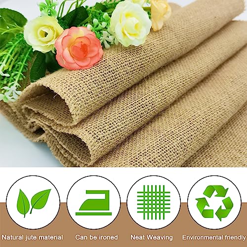 10 Pack 12x72 Inch Natural Burlap Table Runners - Rustic Jute Wedding & Party Decor