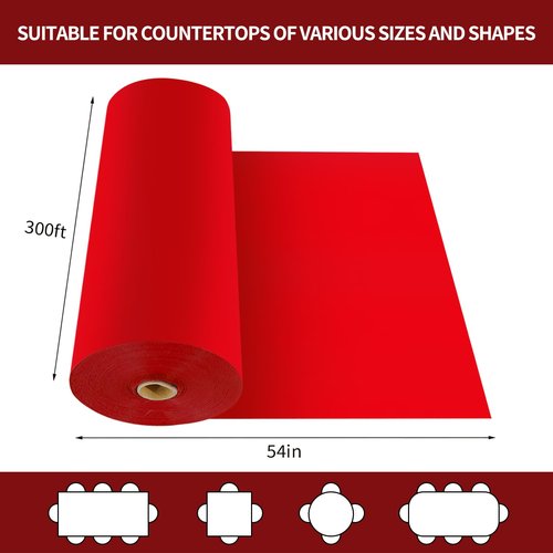 CXPSINC 54 Inch X 300 Feet Plastic Table Cover Roll Disposable Tablecloth with Slide Cutter for All Type/Shape Tables | Party, Banquet, Birthdays, Weddings(Red, 300 Feet)