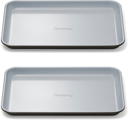 Caraway Nonstick Ceramic Baking Sheet Duo | 9x13” Mini Sheet Pan - Non-Toxic, Oven Safe, Black