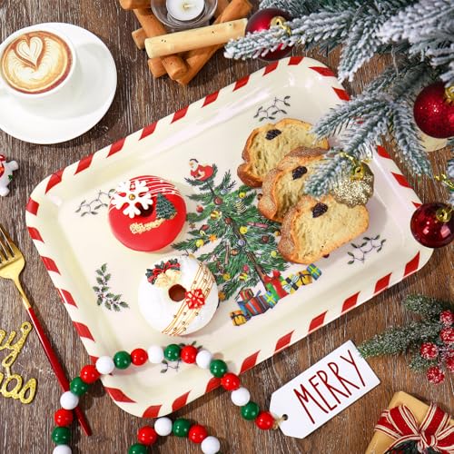 Whaline Christmas Tree Plastic Serving Trays Set of 3, 10x13 Inch Holiday Platters