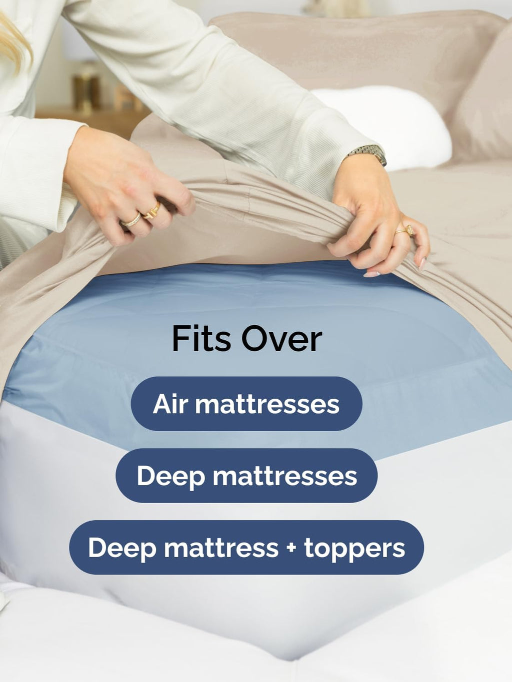 Skiennix Extra Deep Full Sheet Set - 6 Piece Breathable Cooling Bedding - Soft Wrinkle-Free Wheat Color
