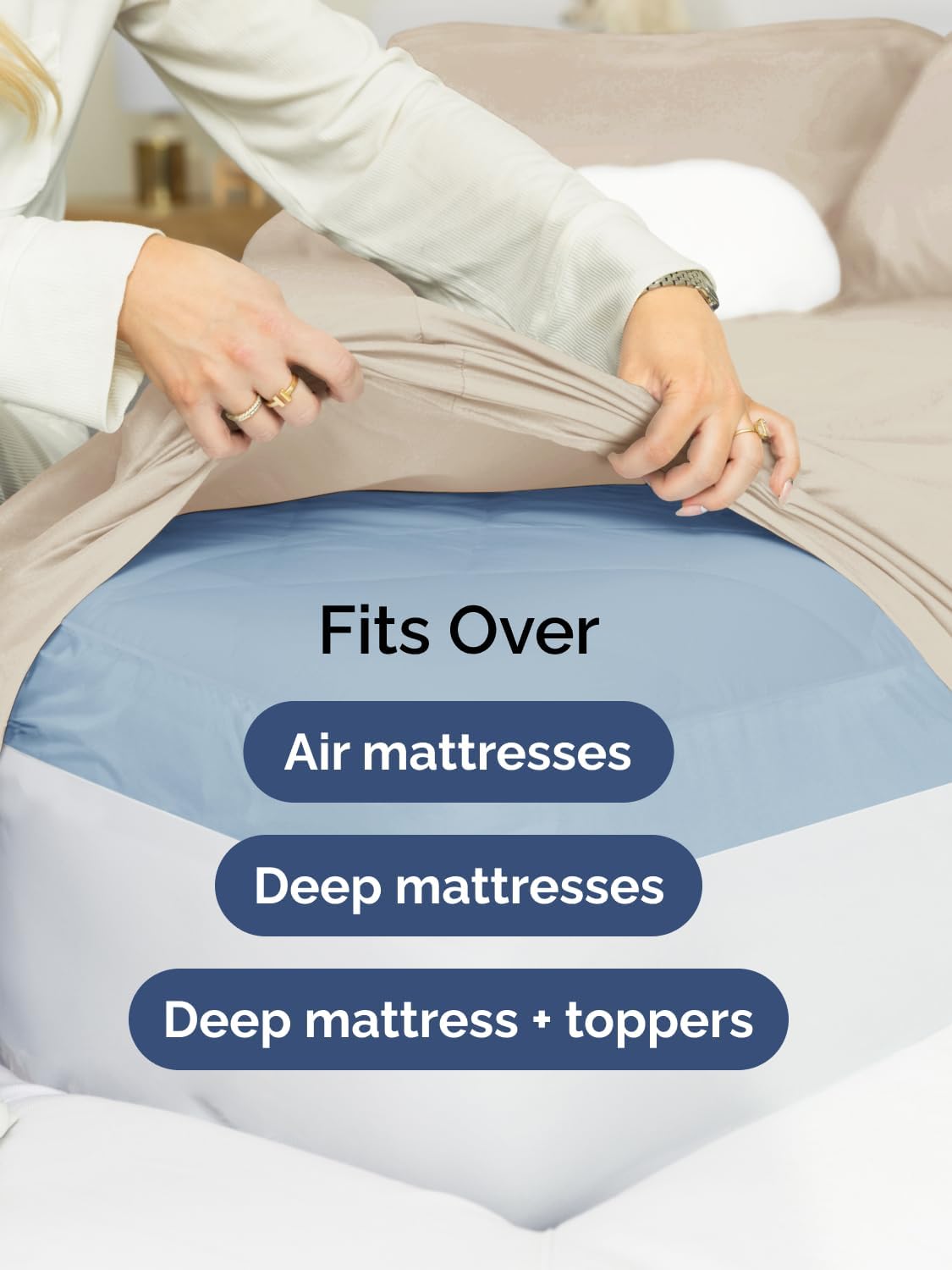 Skiennix Extra Deep Queen Sheet Set | 6-Piece Breathable Cooling Bedding - Soft, Wrinkle-Free, Easy Fit - Wheat Color