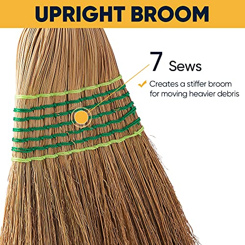 Heavy-Duty Commercial Corn Broom with 60-Inch Long Handle for Yard & Garage