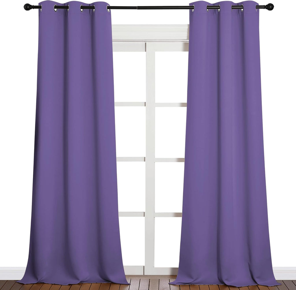 NICETOWN Blackout Curtains for Patio Glass Doors - Privacy Drapes in Lilac Purple, 42" x 95" (1 Pair)