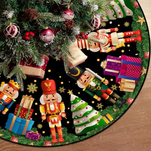 Nutcracker Christmas Tree Skirt 48in by FARMNALL | Xmas Holiday Home Decor