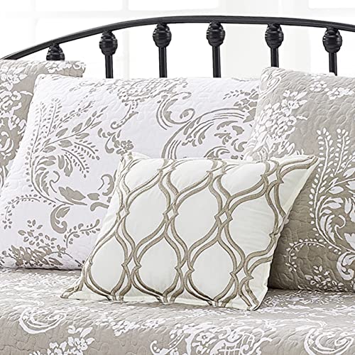 6-Piece Quilted Microfiber Daybed Bedding Cover Set - Taupe White (75" x 39")